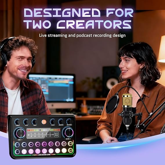 Podcast Equipment Bundle for 2, Voice Changer Streaming Podcast for Gamer