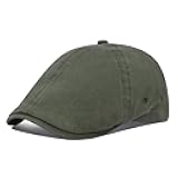 VOBOOM Flat Hat for Men Classic Newsboy Cap Golf Caps Twill Cotton Classic Ivy Hats Cabbies Headpiece Casual Beret White(Army Green)