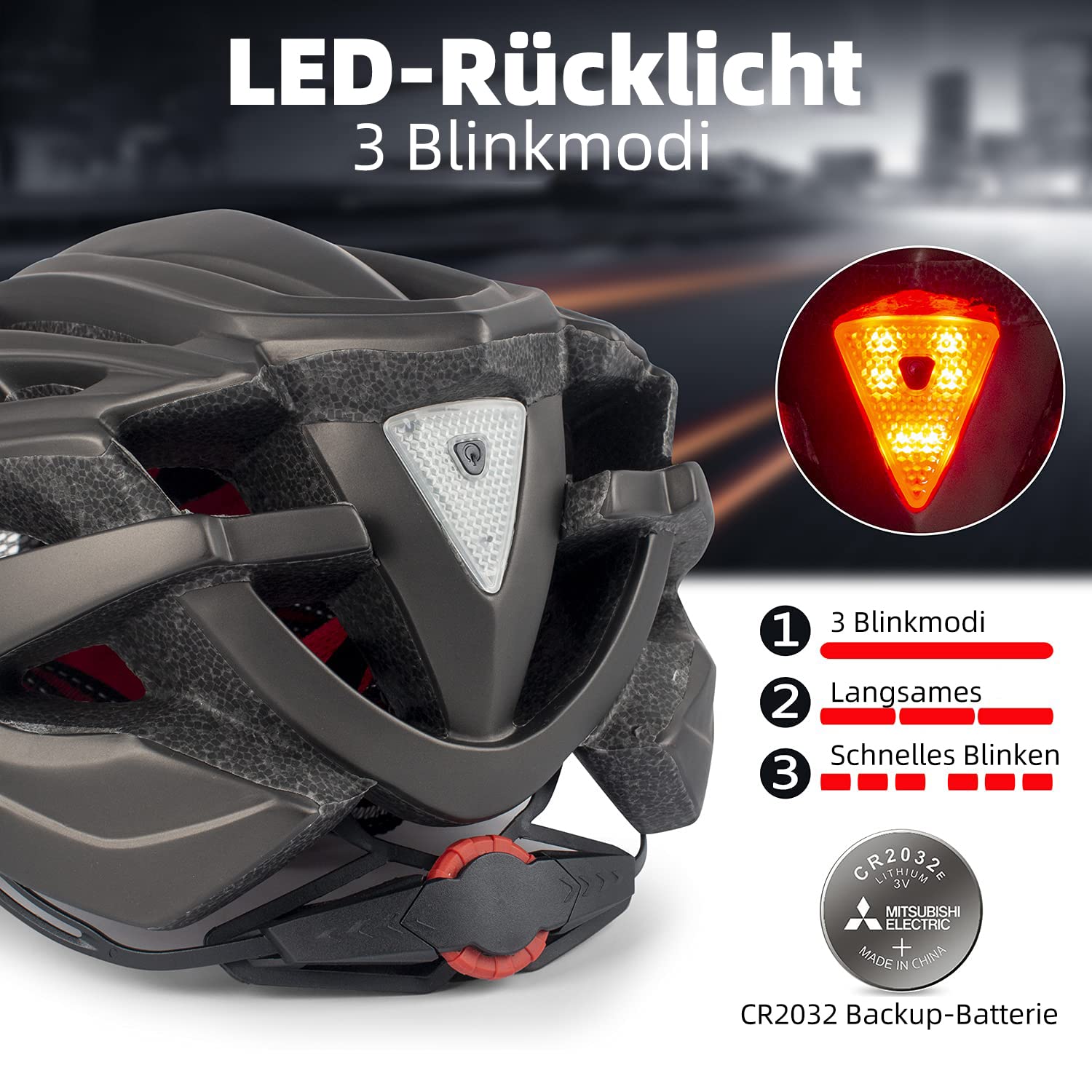 Shinmax kask rowerowy, certyfikat CE, kask rowerowy ze zdejmowanymi okularami ochronnymi, wizjer, dla dorosłych, mężczyzn i kobiet, regulowana ochrona bezpieczeństwa, tylne światło LED, do deskorolki, jazdy na nartach, snowboardzie NR-096