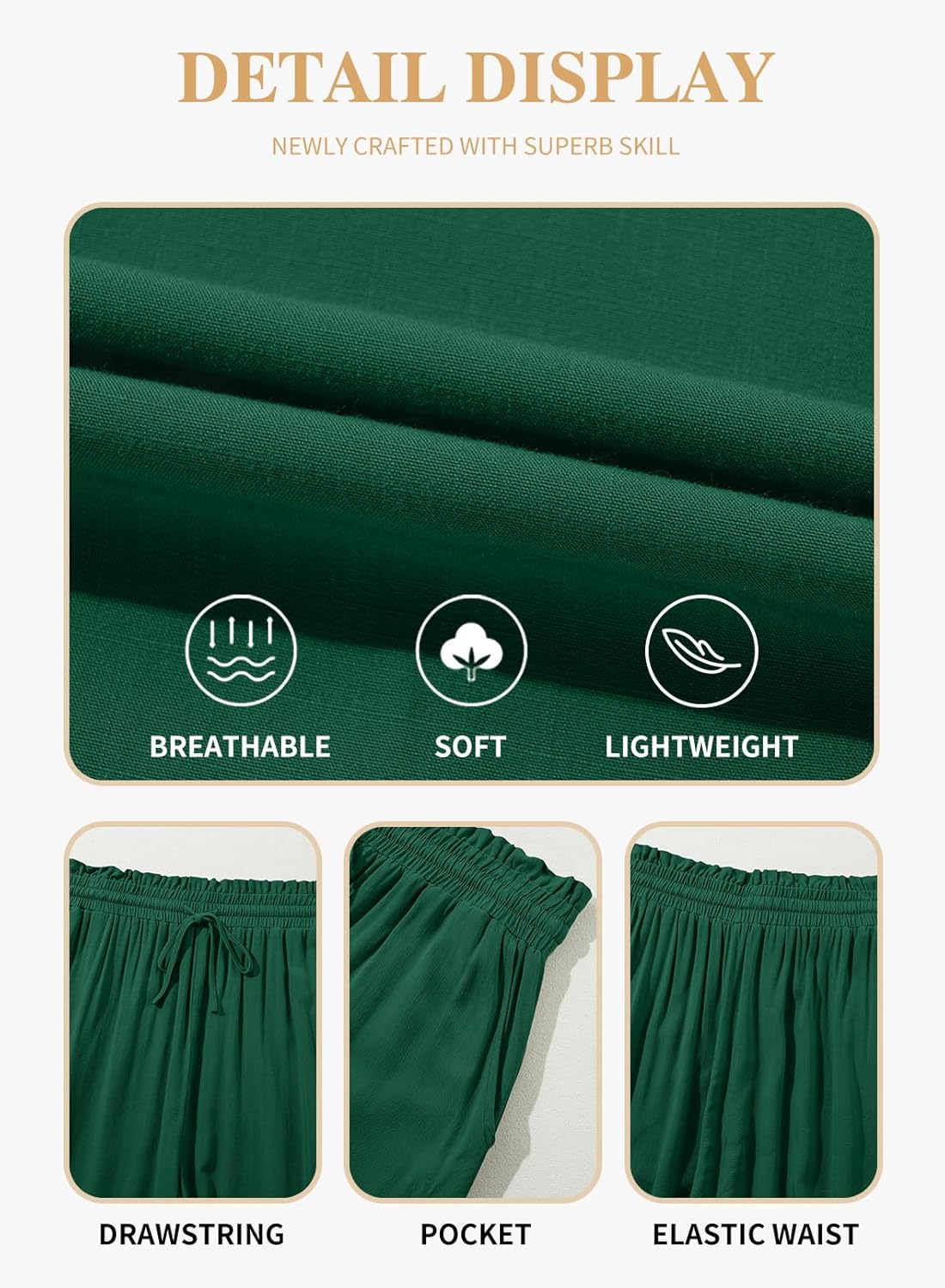 Eytino Womens Plus Size Wide Leg Pants Casual Elastic High Waist Flowy Pants Drawstring Palazzo Pants with Pockets(1X-5X) - Image 5