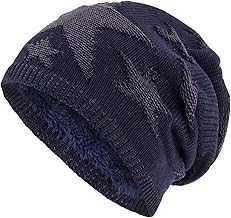 Compagno Stars Winter Warm Lined Beanie Woven Pattern One Size
