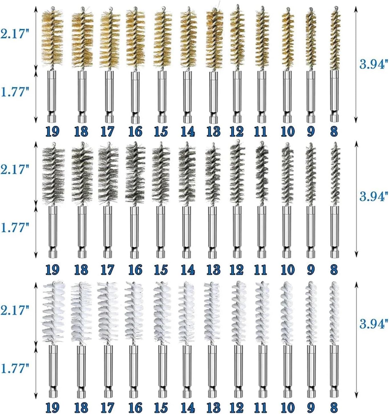 Wire Brush Set Bore Cleaning Brush Set with 1/4 Inch Hex Shank Assorted Cleaning Brushes Compatible with Power Drill Impact Driver image 5