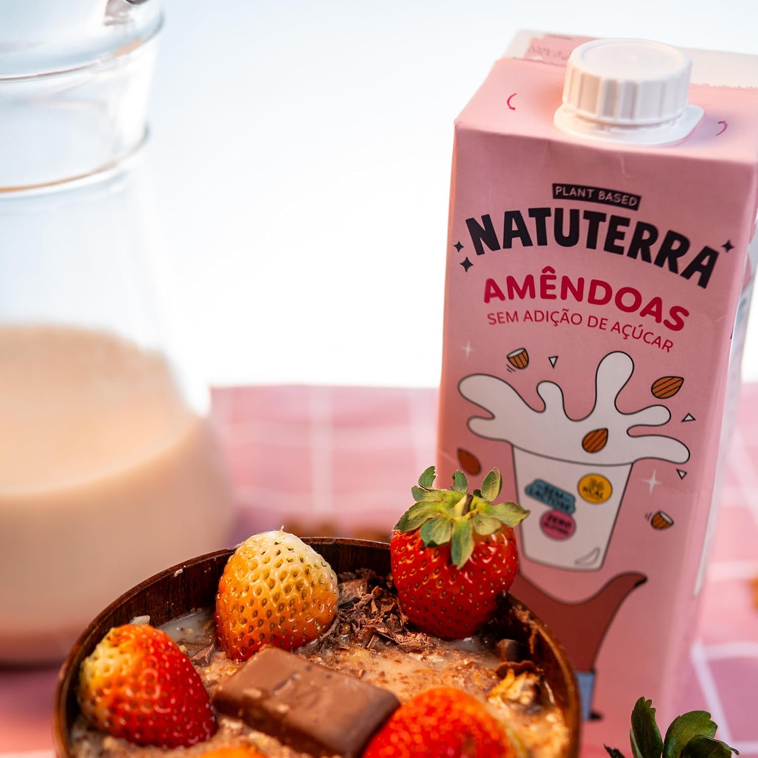 Leite Vegetal de Amêndoas Natuterra 1L | Bebida de amêndoas sem adição de açúcar, sem lactose, sem colesterol, sem glúten e livre de soja | Leite de amêndoas vegano, 100% plant based, fonte de Cálcio