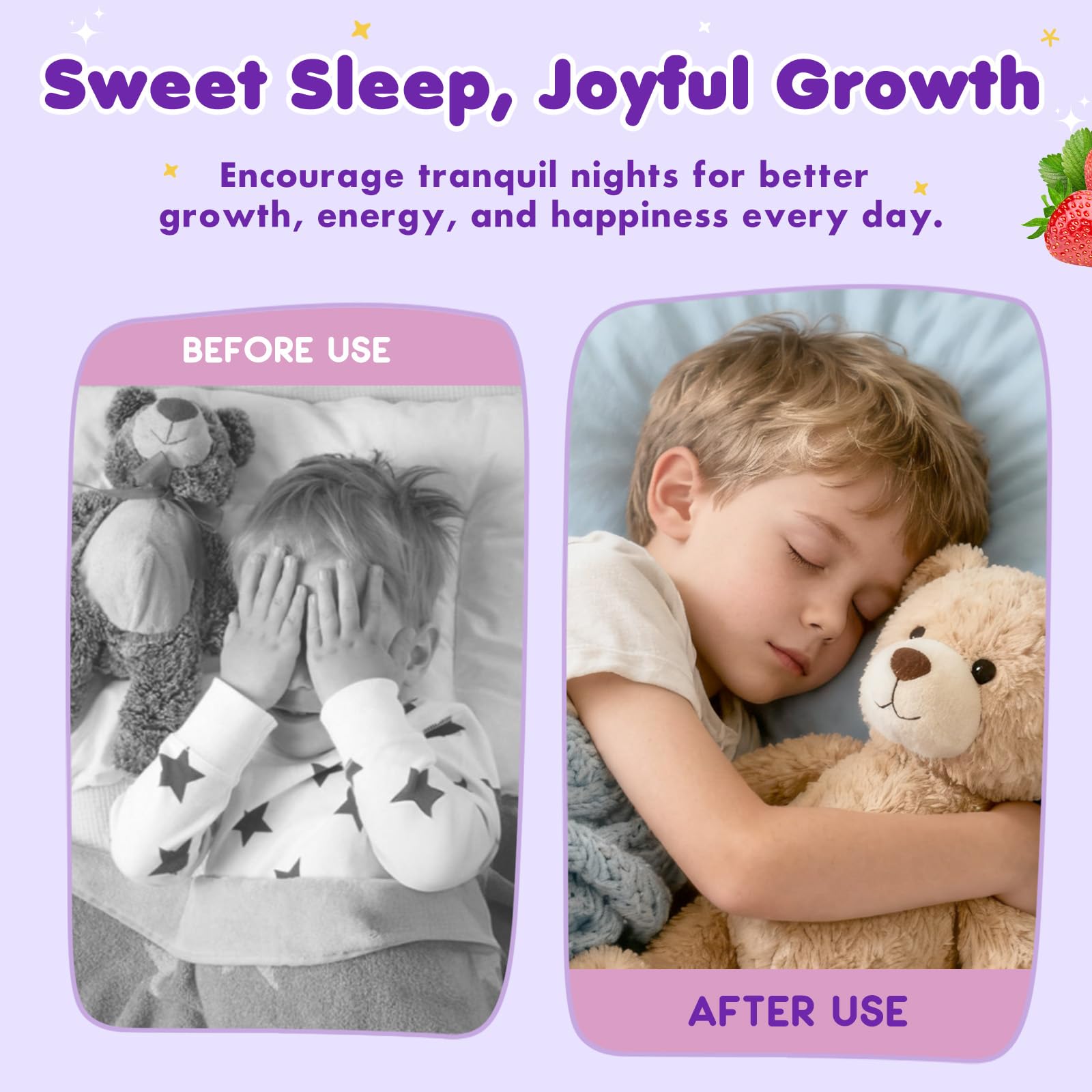 Magnesium Glycinate Liquid for Kids - Magnesium Bisglycinate Drops with L-Theanine, Chamomile & Vitamin B6, B12, C, D3 for Sleep, Relaxation, Immune Support, Calm & Focus - 2 Fl Oz, Strawberry Flavor