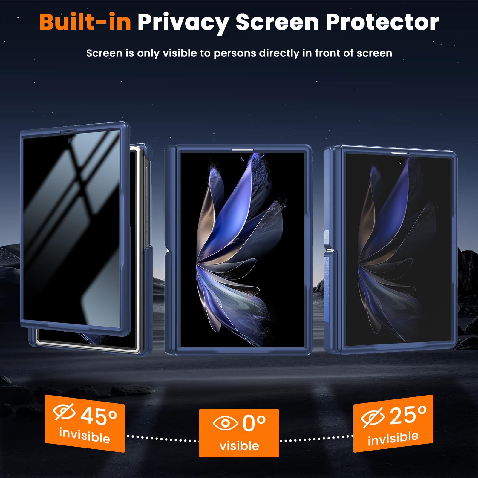 WRJ Custodia per Samsung Galaxy Z Fold 8 con pellicola protettiva per lo schermo privacy e cavalletto pieghevole, adatta per Magsafe, protezione per cerniere, protezione dalle cadute di grado militare