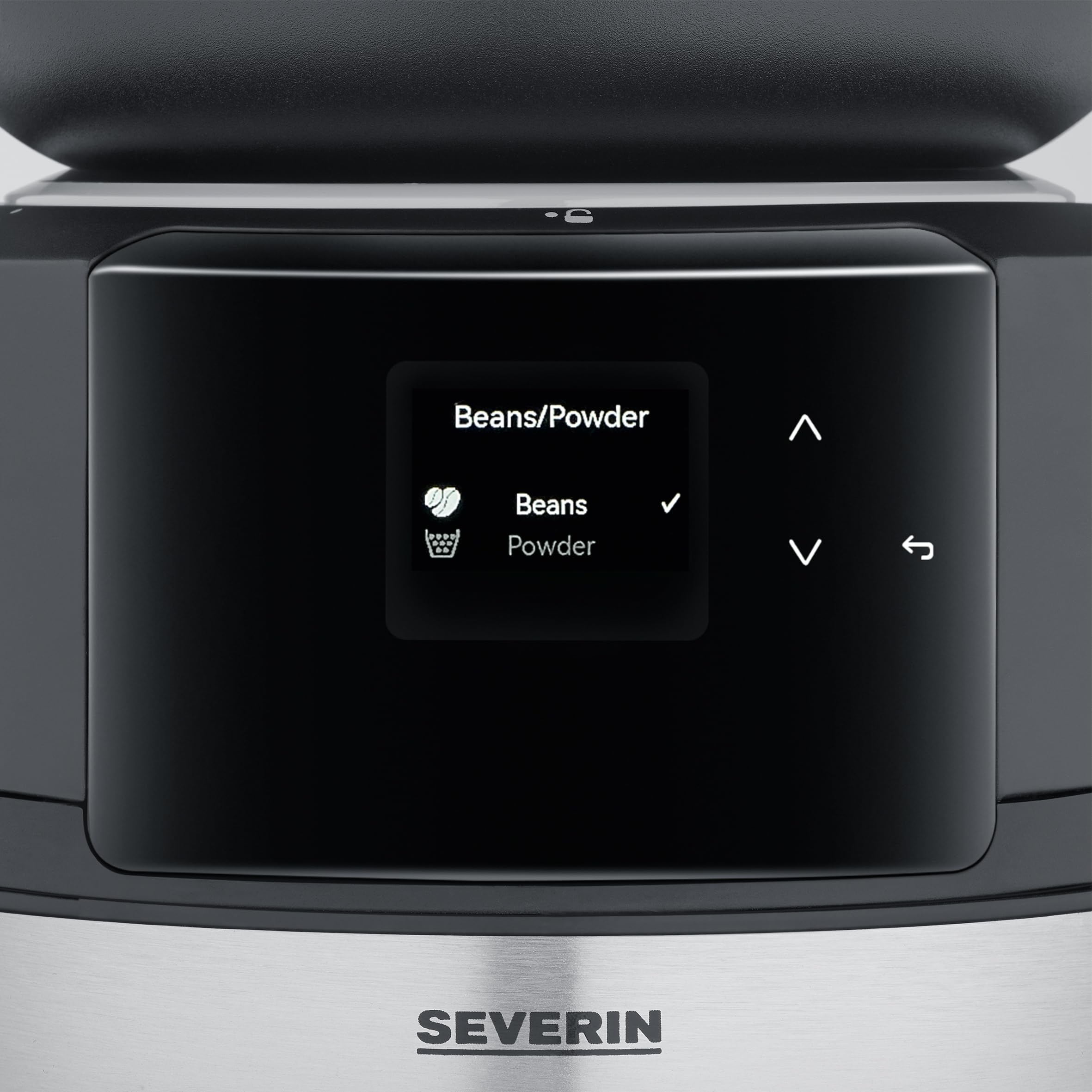 SEVERIN FILKA, cafetera de filtro totalmente automática, cafetera de filtro 5 en 1 con pantalla LED, molinillo, con jarra termo, negro mate/acero inoxidable, KA 9695