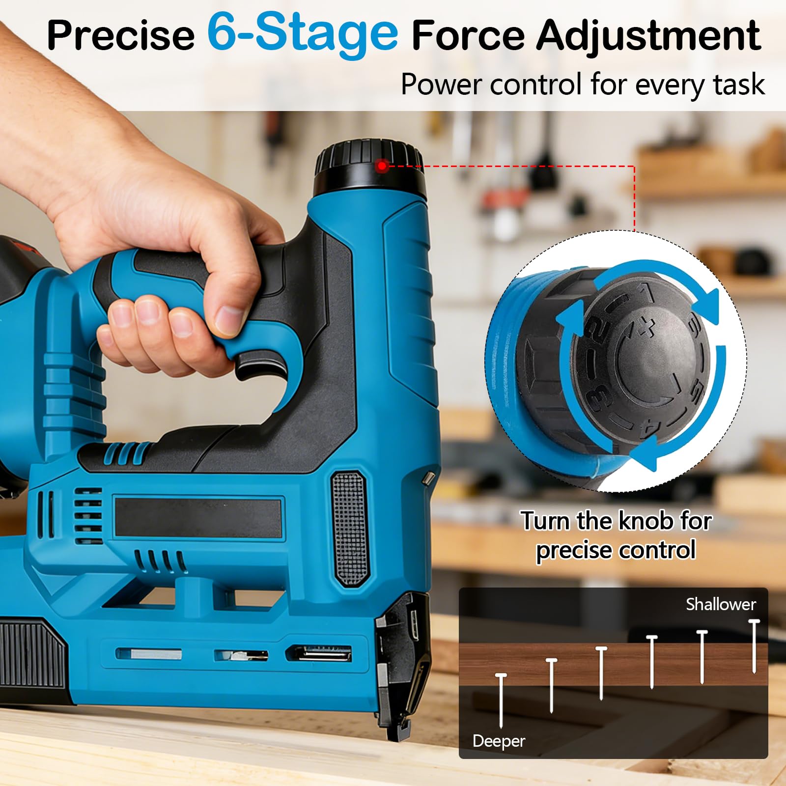 Chiodatrice graffatrice a batteria 2 in 1, con 2 x 2,0 Ah compatibile Makita 18V, chiodatrice 18GA con borsa e 1000 chiodi e graffe, profondità regolabile, per legno e fai da te