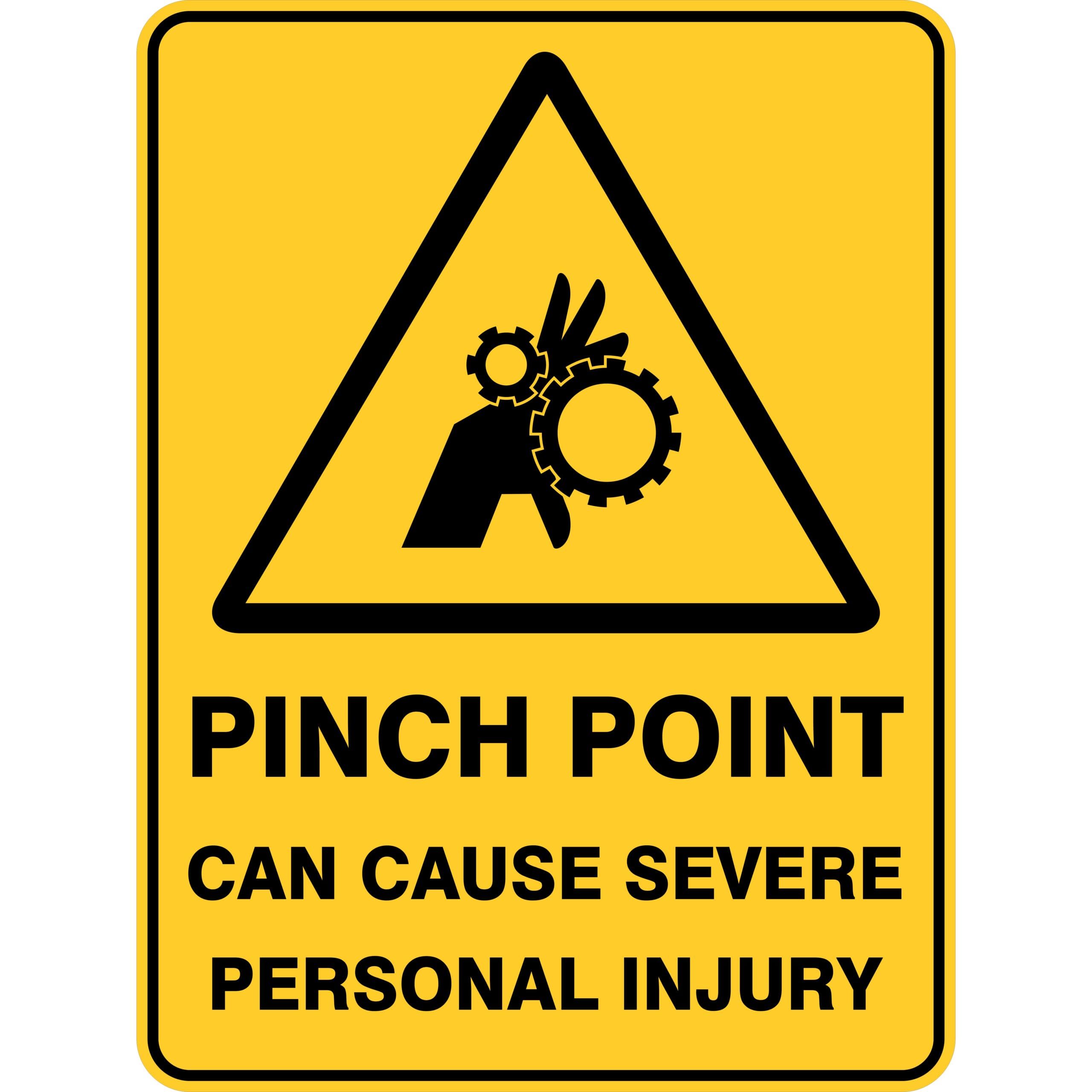 Pinch Point Can Cause Severe Personal Injury Sign, 12x8 Metal Tin Sign, Pinch hazard, risk of injury.