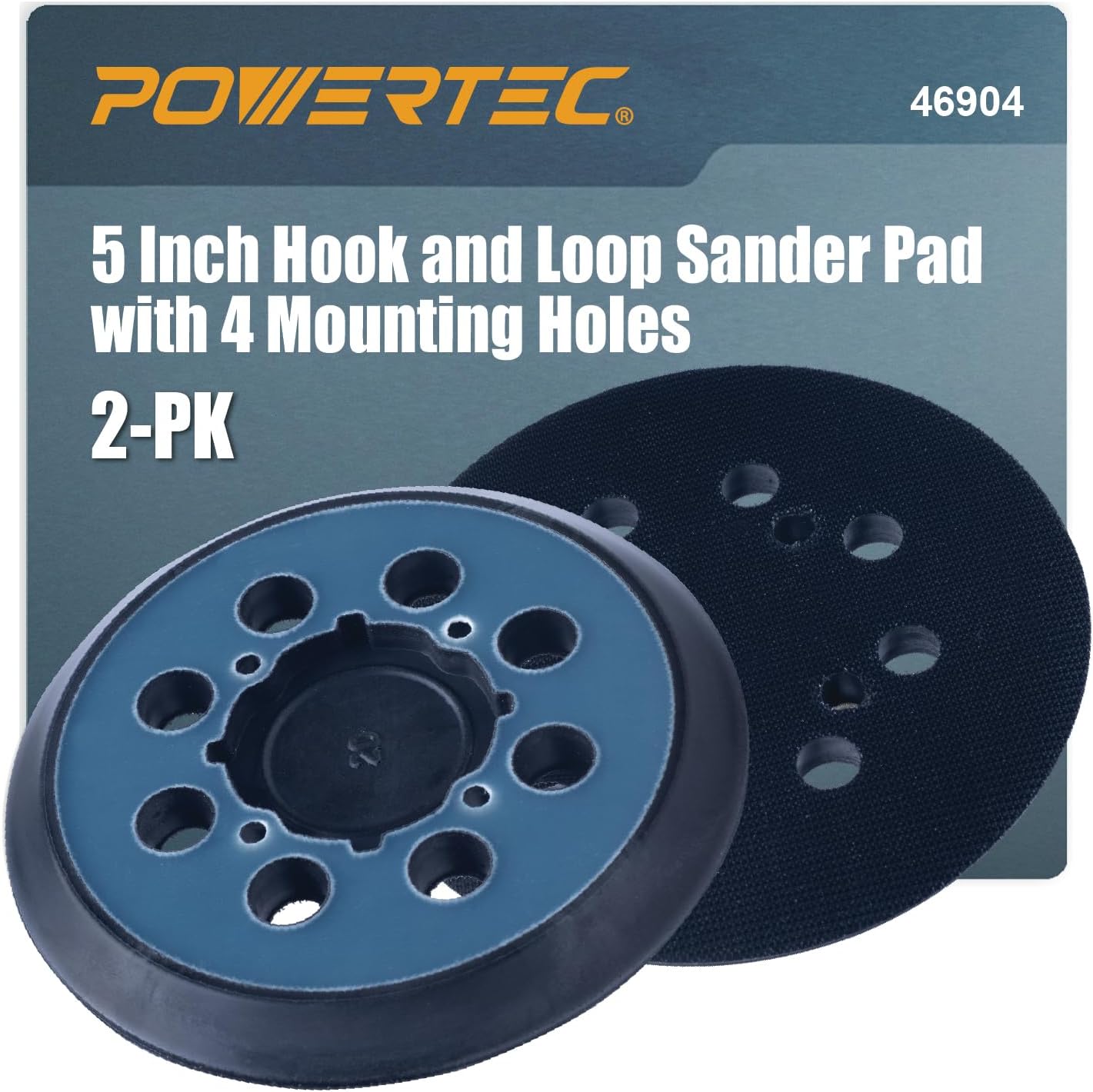 POWERTEC 5 Inch 8 Holes Hook and Loop Sander Pad, 2PK, 5 Inch Backing Plate Replacement for Dewalt DWE64233 & N329079, Compatible with DeWalt DWE6421 6421K DWE6423 6423K DCW210B (46904)
