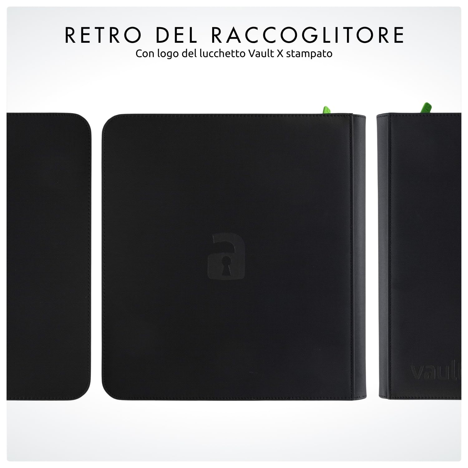 Vault X Raccoglitore per Carte da Collezione a 12 Tasche con Cerniera, 480 Carte, Materiale Exo-Tec per Album, 20 Pagine a Caricamento Laterale, TCG (Nero)