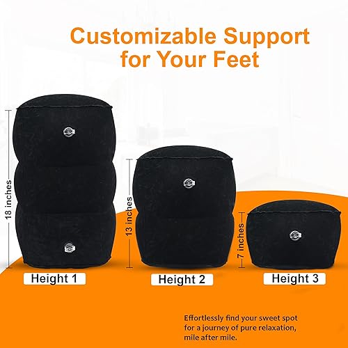 Miniatura 2 de Almohada inflable para reposapiés para viajes en avión - Reposapiernas ajustable para vuelos largos, extensor de asiento de avión para bebéniño