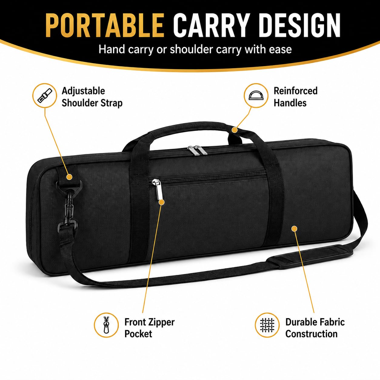 LEAP Sac d'échecs uniquement pour jeux d'échecs, sac de transport pratique avec quatre parties de rangement pour échiquier enroulable, pièces d'échecs, horloge d'échecs, en remplacement des jeux