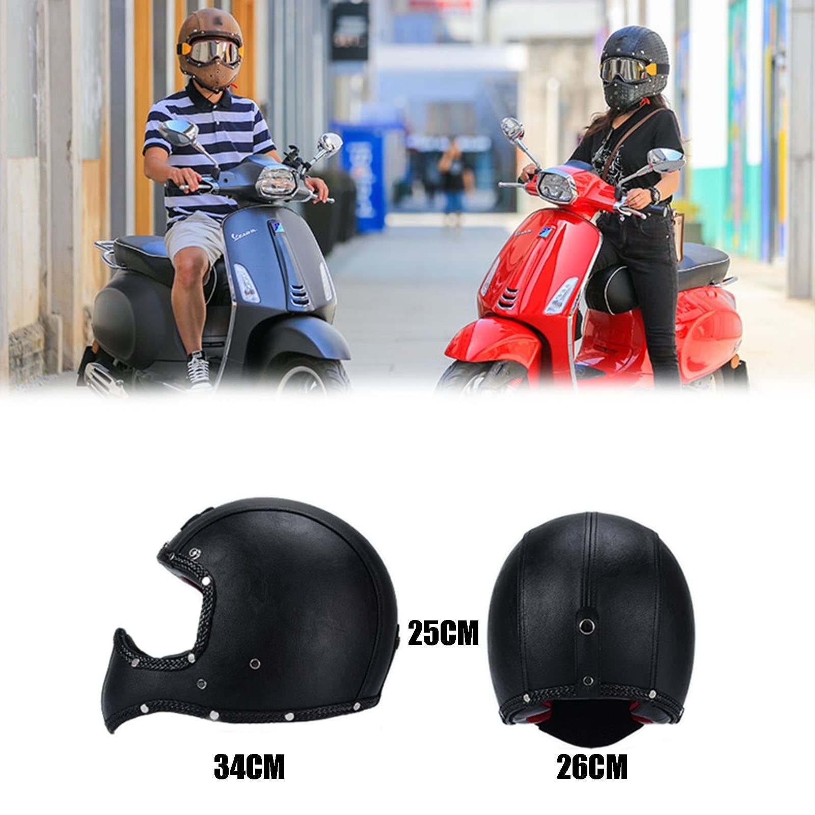 Amazon.com: Retro Motorcycle Full Face Helmets ECE/DOT