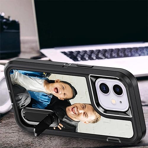 Miniatura 3 de Funda personalizada para iPhone 11, funda con soporte integrado y soporte, protección resistente a los arañazos, funda de fotos personalizada, haz
