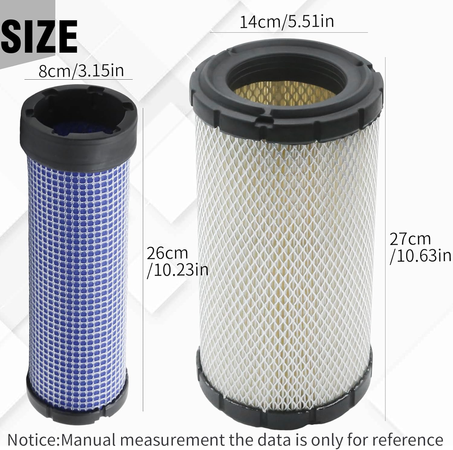 RS3940 Outer Inner Air Filter Kit, Replacement for Toyota Forklift 4Y Engine, Replaces AF25648 17743-U2230-71 17744-U2230-71