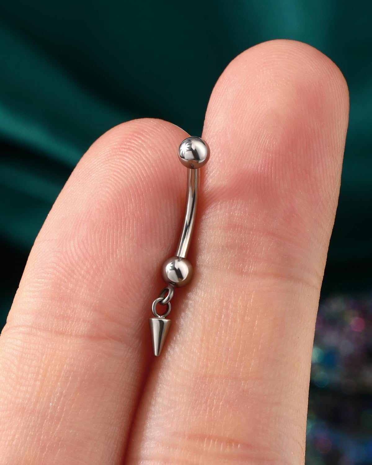 COCHARM Titanium Arrow Rook Earrings Dangle 16g Rook Piercng Jewelry Spike Surgical Steel Rook Barbell 8mm Dangling Silver Vertical Rook Jewelry Cute - Image 4