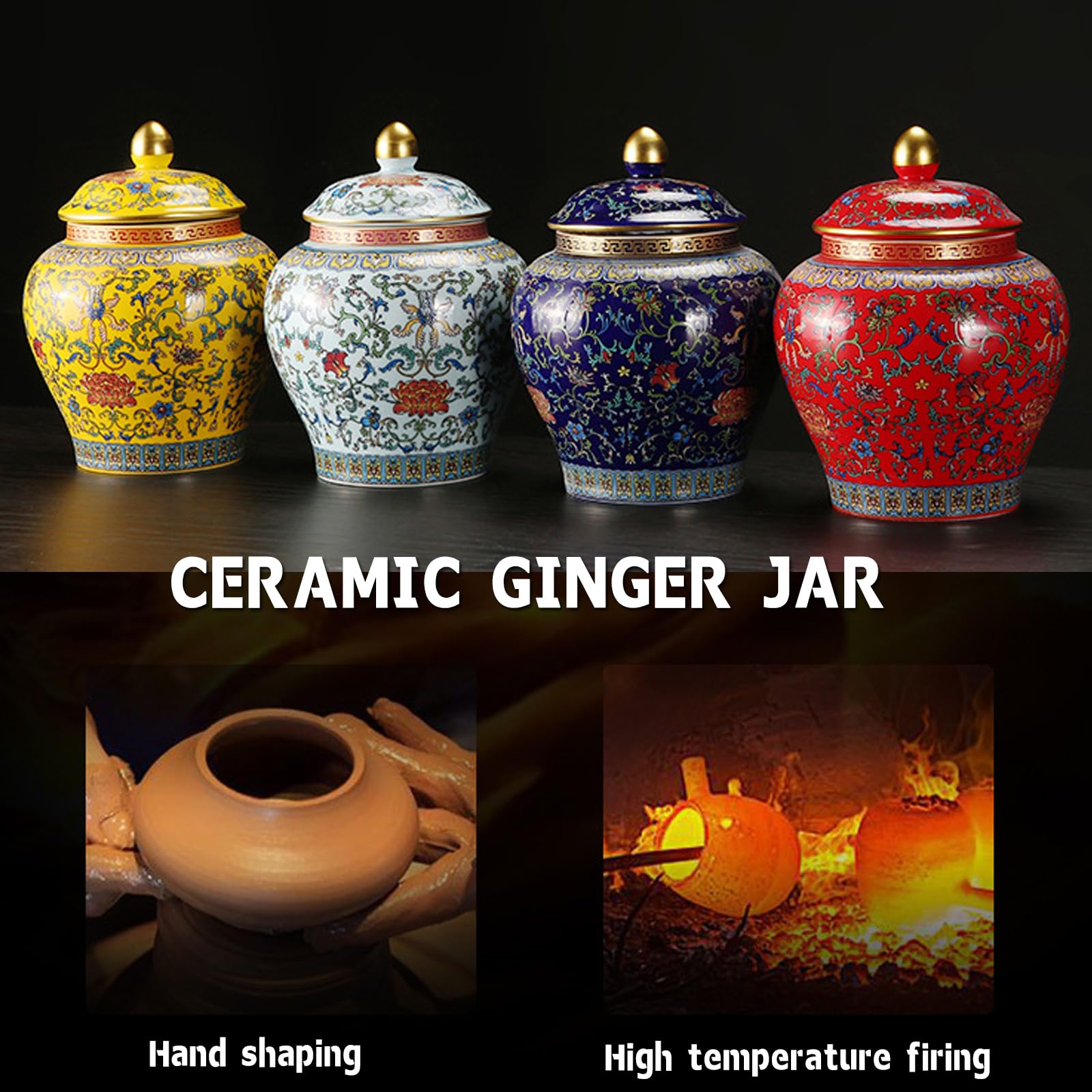 MagiDeal Pot De Gingembre En Céramique Vase Chinoiserie Pots De Porcelaine Traditionnels De Style Chinois Pot De Gingembre Asiatique Pour La Décoration De La, Prune Bossom