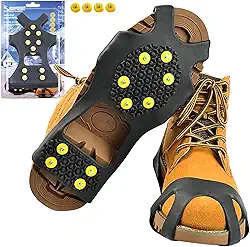 Sfee Ice Snow Grips Crampons Traction Cleats Spikes 19 pontas para mulheres masculinas, antiderrapante, corrente de aço inoxidável, calçados flexíveis para caminhada, escalada, caminhada e pesca ao ar livre