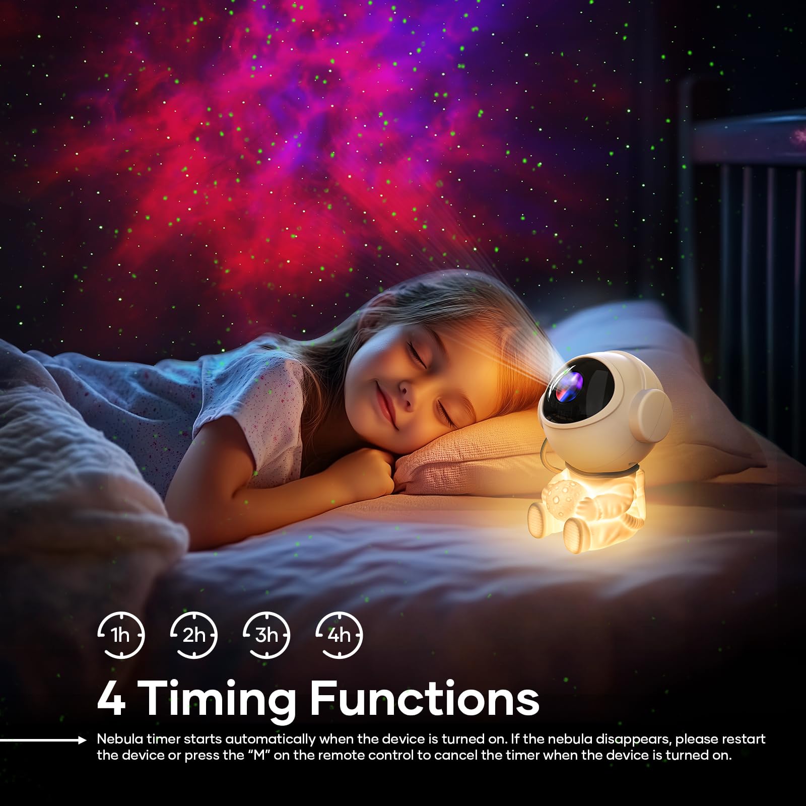 Seefly Astronauta Proiettore Stelle, Proiettore Stelle Soffitto LED Lampada Proiettore Stelle con Timer, Proiettore cielo Stellato Astronauta con Telecomando, Rotazione a 360°, per Bambini Adulti