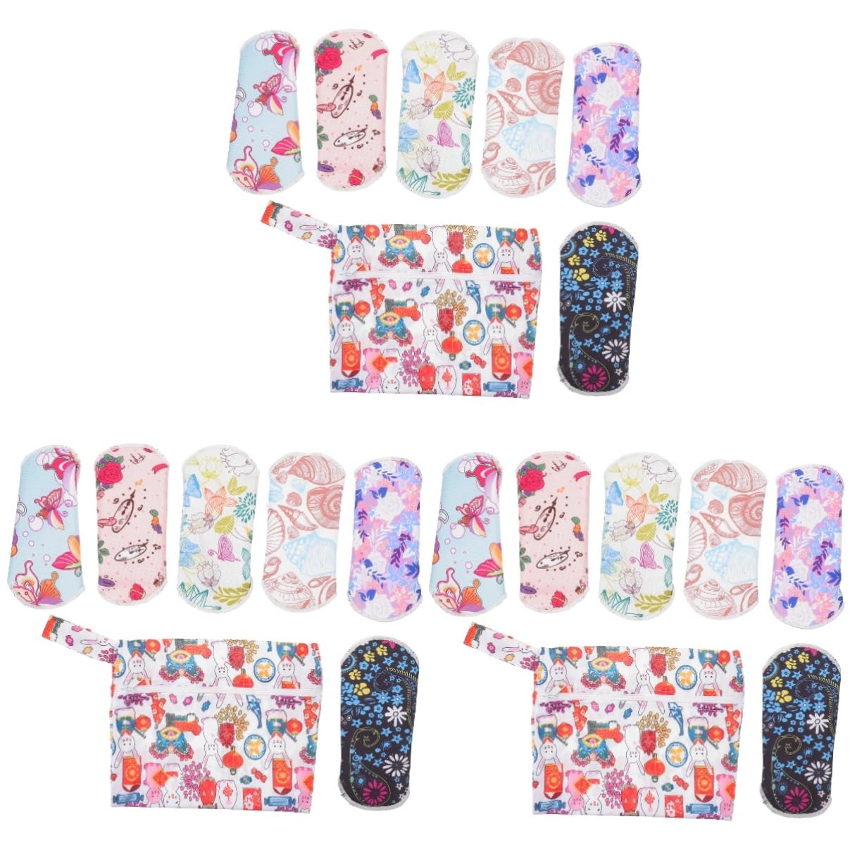 FRCOLOR 3 juegos de compresas sanitarias toallas sanitarias para mujer suave mamá slip protector toallero pequeño bragas exterior traje menstrual compresas menstruales fibra