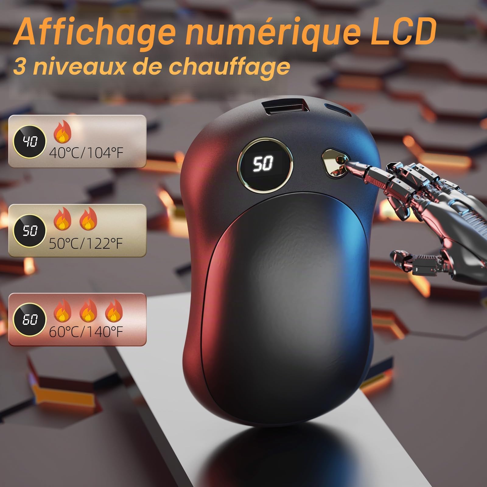 Chauffe Main 2 Pièces, 10000 mAh Chauffe Main Rechargeable