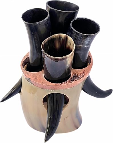 Miniatura 7 de Cuerno vikingo hecho a mano con soporte Auténtico Ceremonial Mead Ale Glass Tradicional Nórdico Cerveza Beber Set