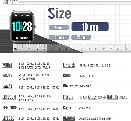 Miniatura 2 de Runostrich Correa de reloj de nailon de liberación rápida  0.709 in, 0.748 in, 0.787 in, 0.866 in, correas elásticas ajustables de repuesto de