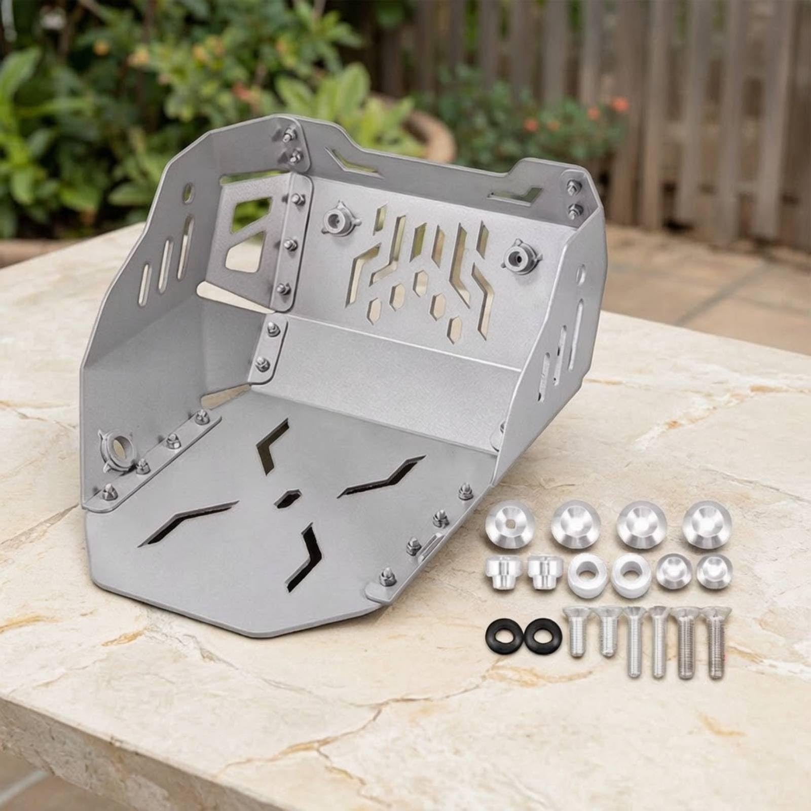 Motorcycle Engine Guard Piastra Paramotore Protezione Motore Scudo Sottoscocca Paraschizzi in Lega di Alluminio per Componenti Inferiori con Fori, Argento