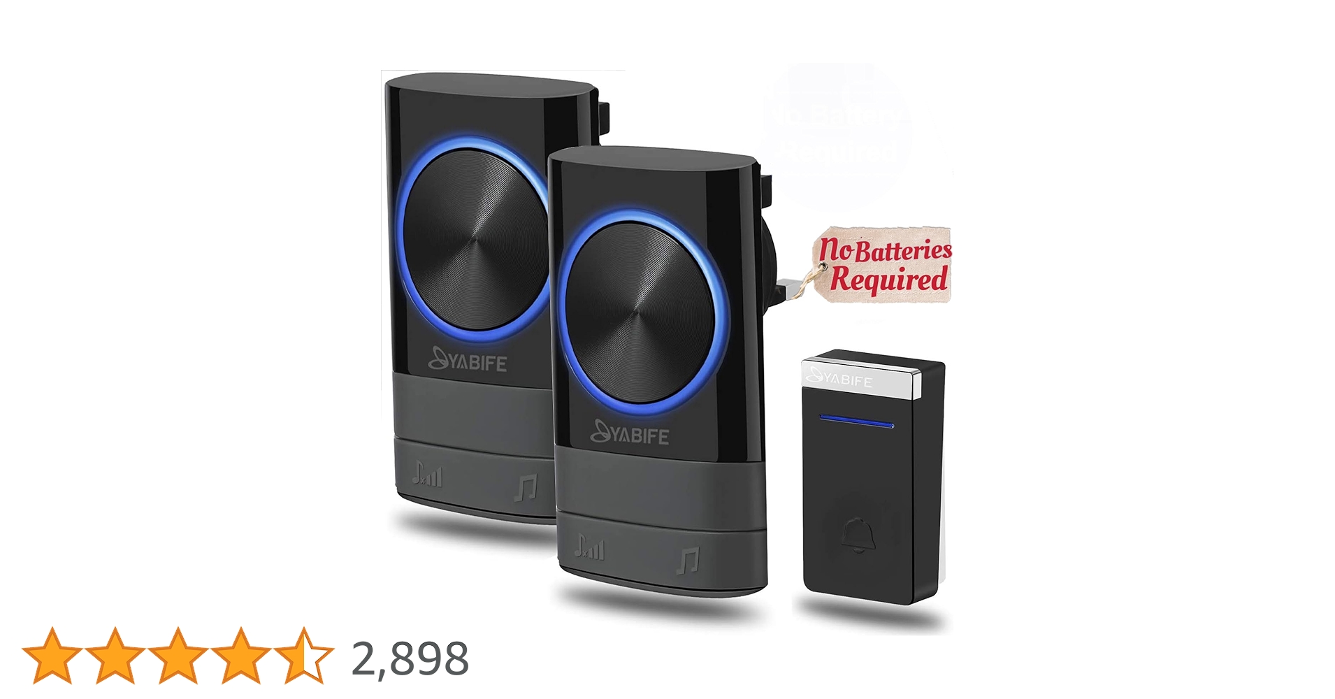 Self Powered Wireless Doorbell Plug In Battery Free Ding