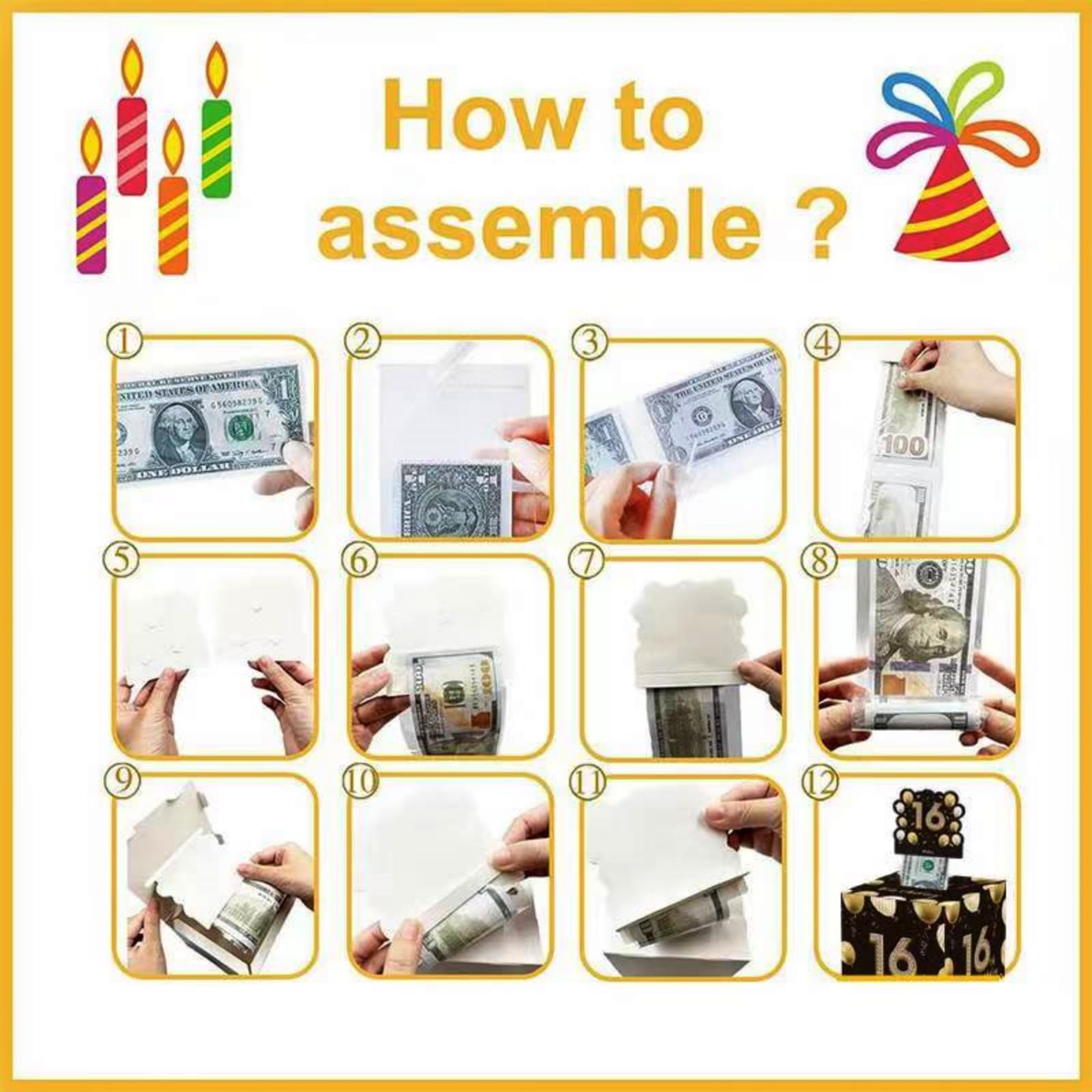 Birthday Cash Surprise Birthday Money Gift Box With DIY Stickers ...