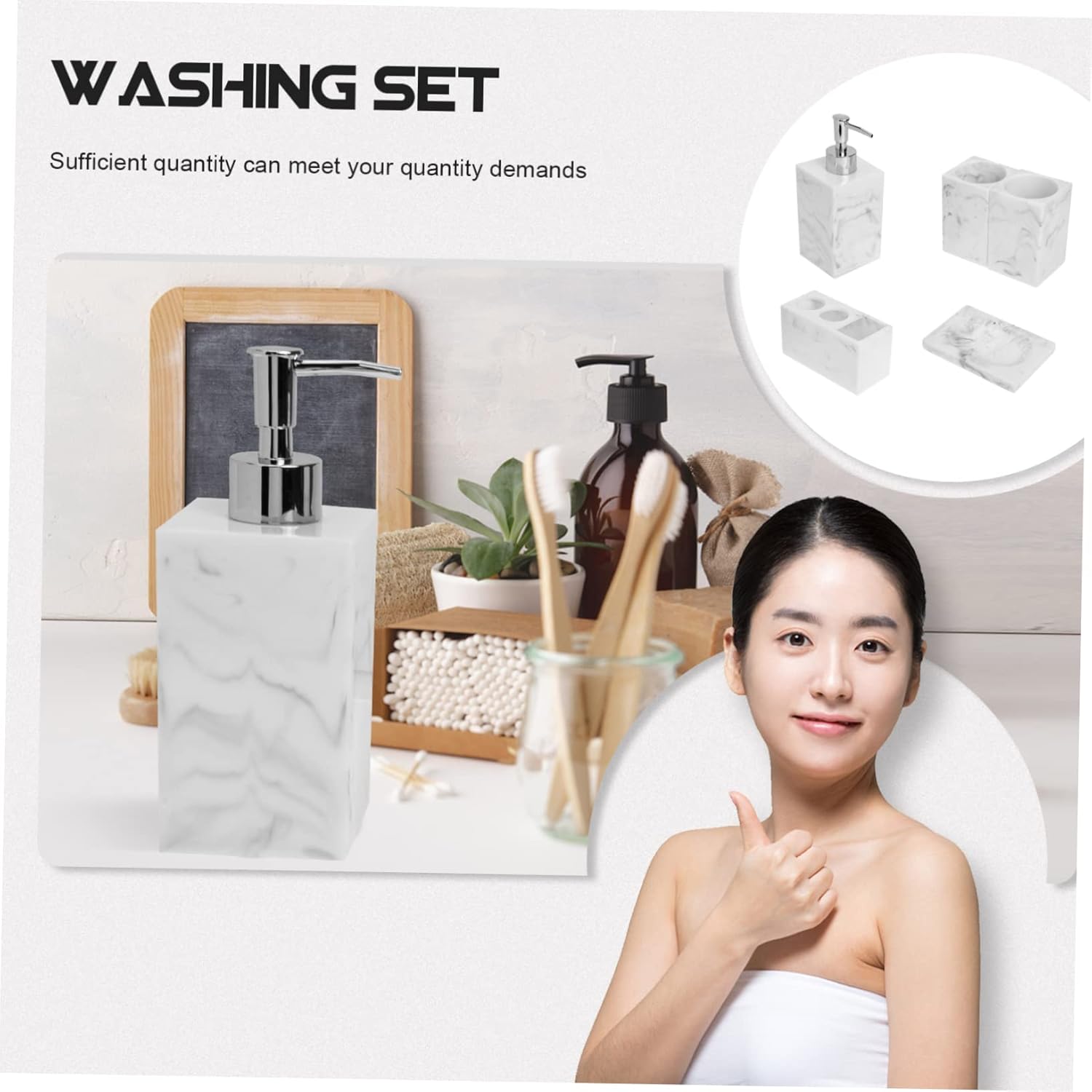 Alipis Nordic Marble Bathroom Toothbrush Holder Wall Mounted Bathroom Organizer Toothbrush Storage Cup Sanitary Accessory