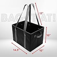 Vista 2 de BAG-THAT! Paquete de 4 bolsas reutilizables para comestibles, bolsas de compras tipo tote grandes y resistentes para comestibles con asas plegables