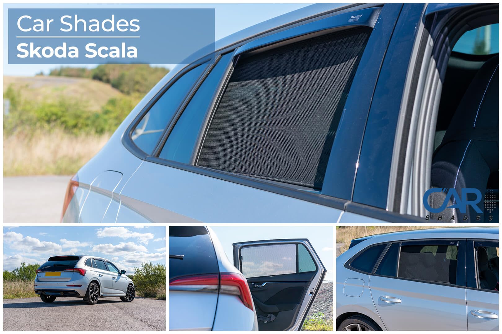 Satz Car Shades (Hintertüren) kompatibel mit Skoda Scala HB 5-türer 2019- (2-teilig) Passgenaue Sonnenschutzblenden