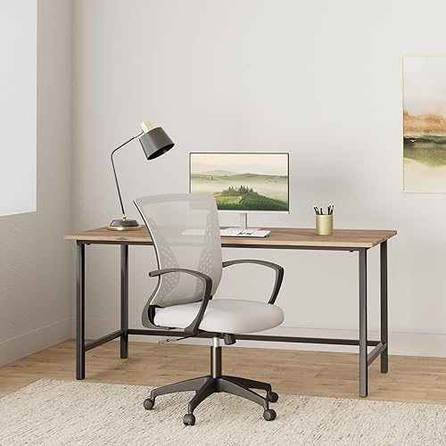Miniatura 9 de Silla de oficina en casa, silla ergonómica de escritorio, silla de computadora de malla con soporte lumbar, reposabrazos giratorio, ajustable,