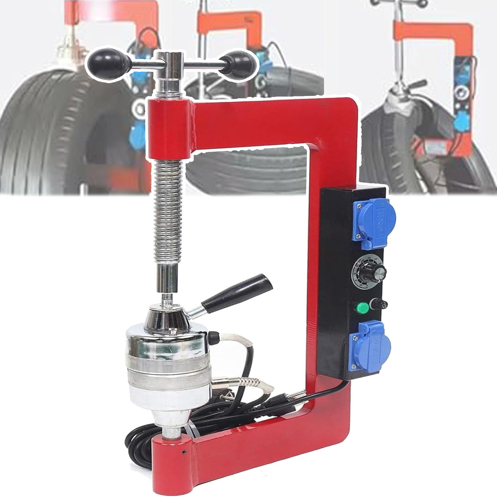 Kit de reparación de neumáticos de coche, vulcanización de 500 W, control de temperatura ajustable de 150 a 180 °C, temporizador de 0 a 180 minutos, apto para neumáticos de 145 a 275, coches y