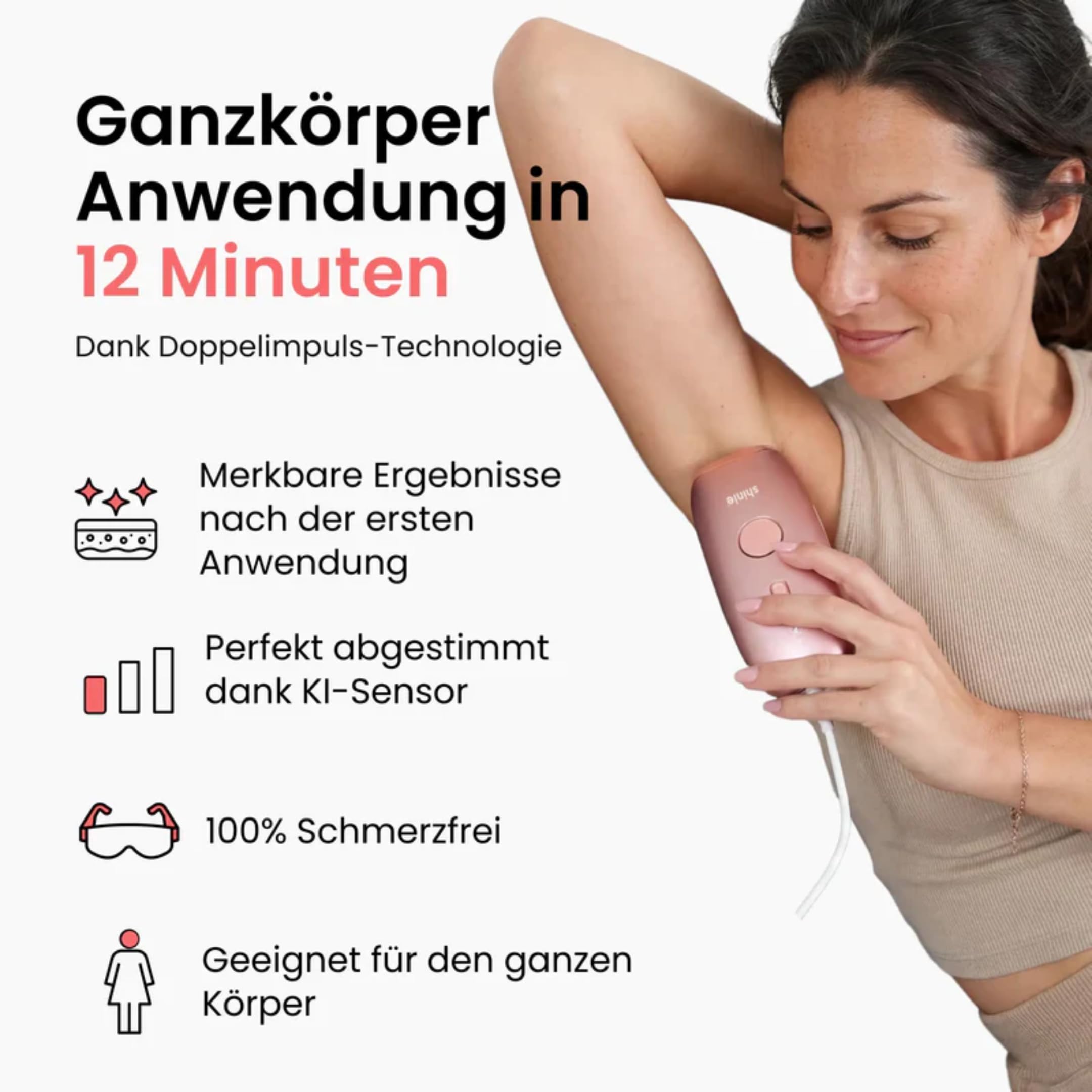 shinie Smart IPL Gerät Haarentfernung 2.0 — Professionelle Dauerhafte und Schmerzfreie Laser Haarentfernung für Zuhause, IPL Technologie — Inkl. Schutzbrille, Rasierer