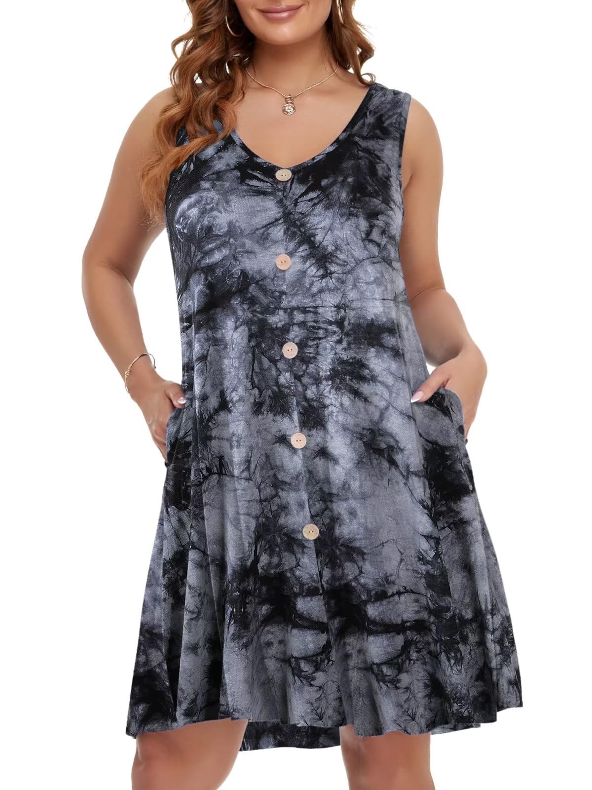 BELAROI Summer Dresses for Women Beach Tshirt Sundress V Neck Casual Swing Tank Dress Swimsuit Cover Ups Pockets