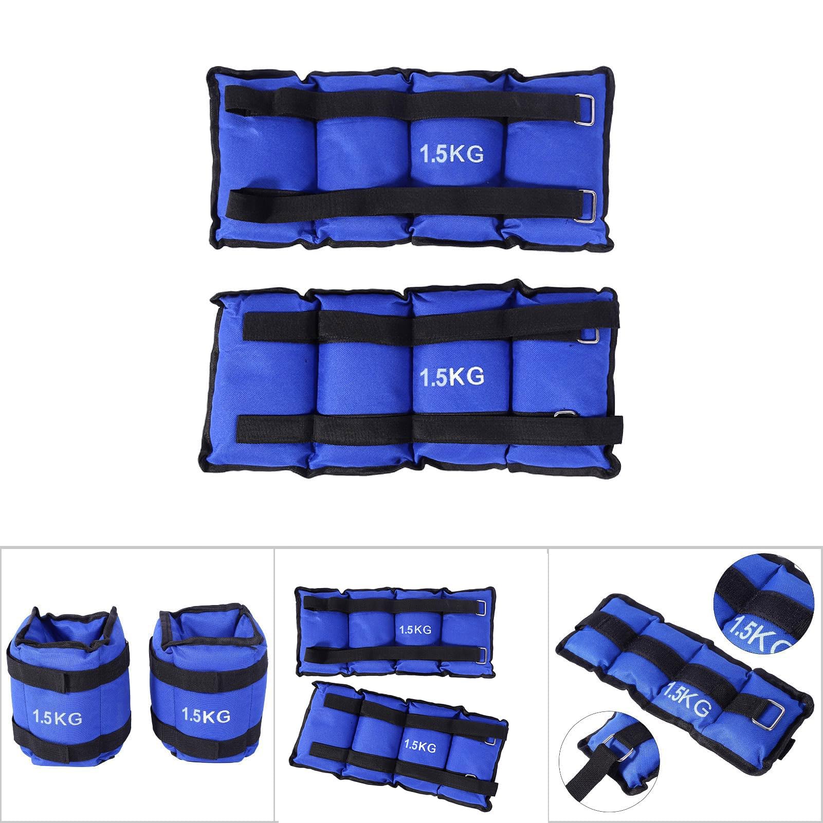 Set di 2 pesi per caviglia, 2 pesi per braccia da 1,5 kg, pesi da polso, pesi da corsa regolabili, set di varianti di peso per il movimento fitness corsa ginnastica
