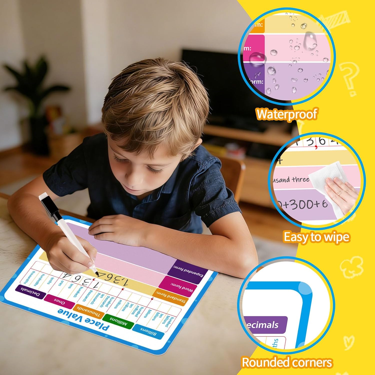 12 Pack Double Sided Value Chart Dry Erase Board,12" x 9" Multiplication Flash Cards,Math Manipulatives Small White Board for Kids,Math Games Chart for Preschool Learning,Homeschool Essentials
