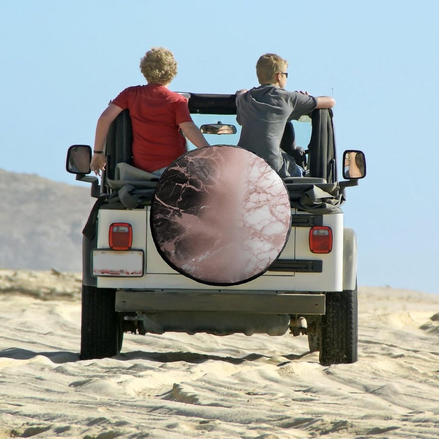 Universal Spare Tire Cover Waterproof Wheel Covers Car Tire Protector Marble Color Rose Gold Wheel Protector Dustproof Wheels Tires Cover for RV SUV Truck Camper Trailer 28inch