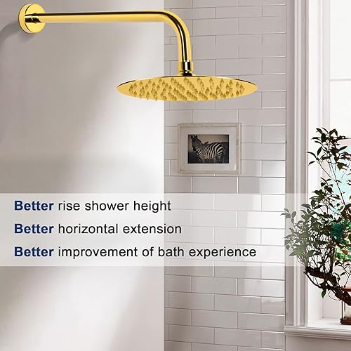 Vista 34 de NearMoon Brazo de ducha, brazo de extensión extra con brida, tubo extensor de cabezal de ducha montado en la pared de acero inoxidable