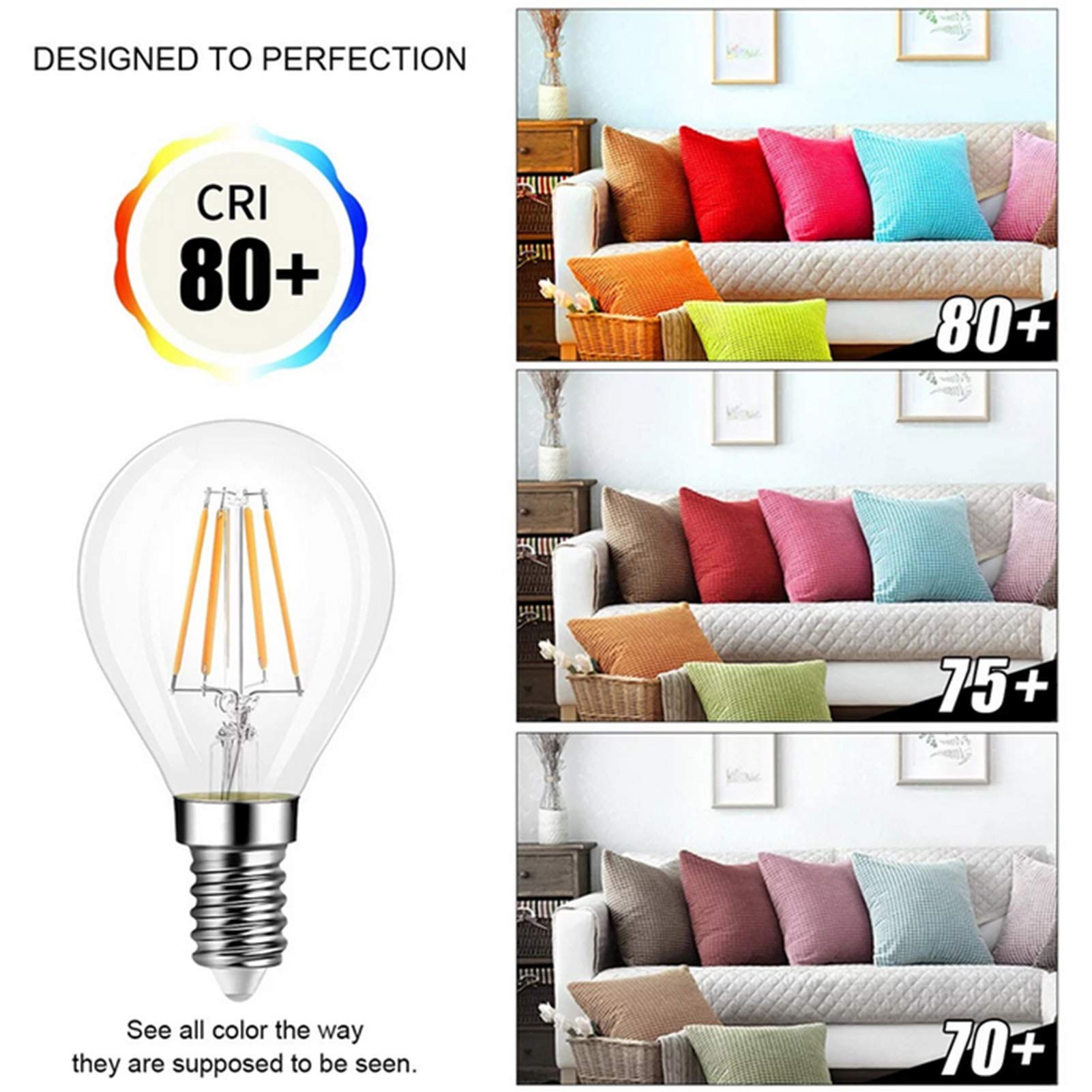 Lampadina a filamento LED E14 6 W non dimmerabile Lampadina a candela Edison vintage Confezione 10 bianco caldo/bianco freddo G45 600 lm Lampada a risparmio energetico in vetro trasparente ad alta lu