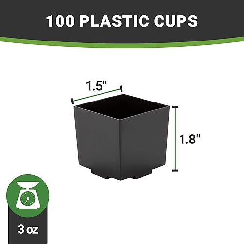 Miniatura 7 de Restaurantware Mini tazas de postre de 4 onzas, 20 tazas cuadradas de aperitivos pequeños, tazas de parfait desechables de plástico Seagreen para