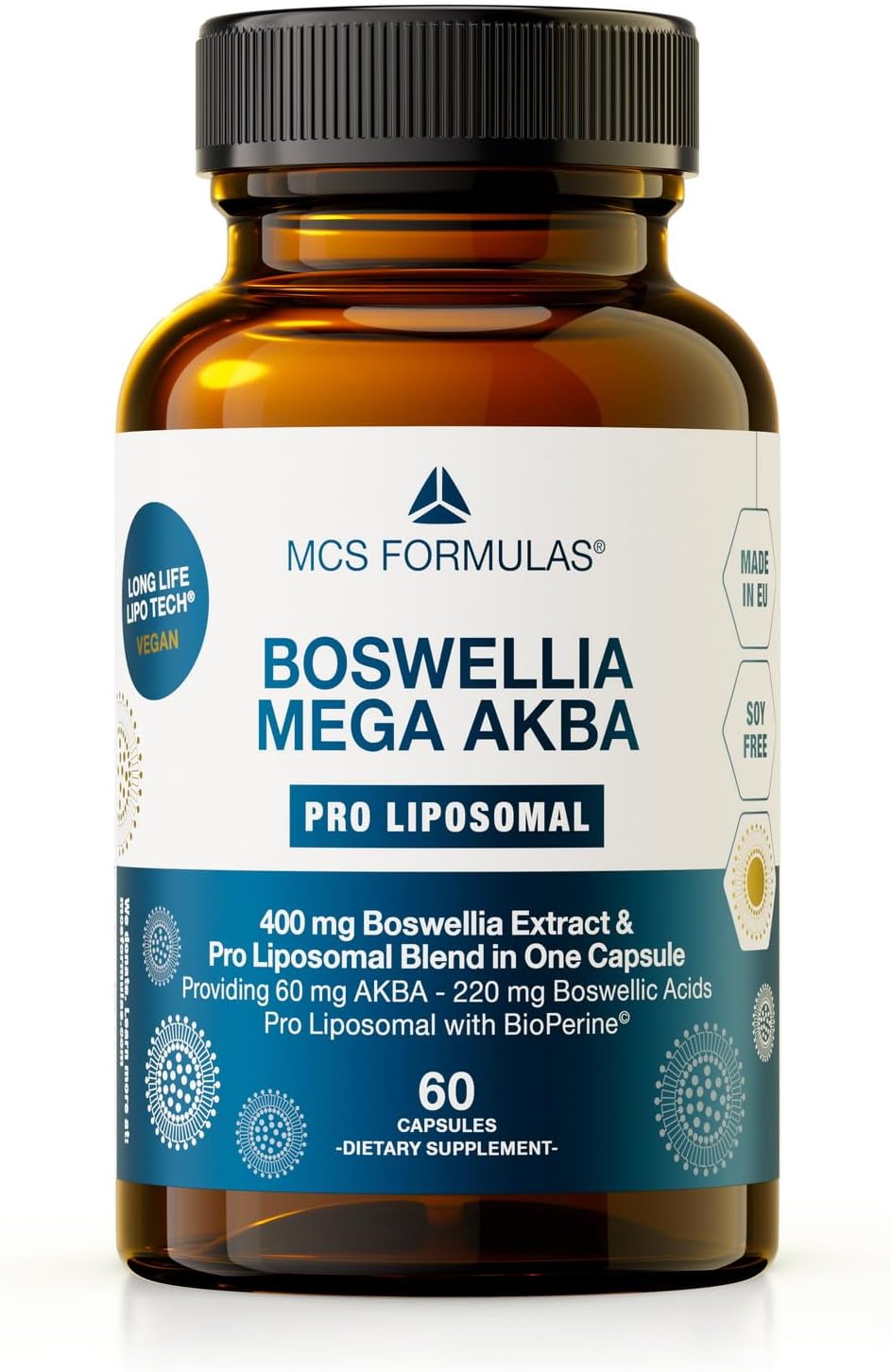Boswellia Mega AKBA, with BioPerine, pro LIPOSOMAL, NO ADDITIVES, 60 Vegan Capsules