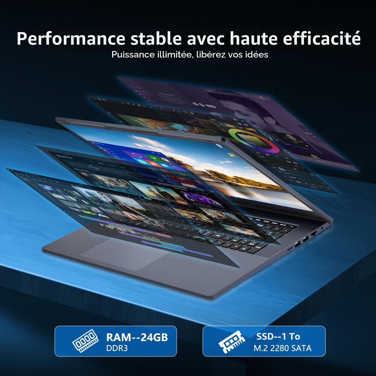Ordinateur Portable 18,5", 24Go RAM - 1To SSD, Core jusqu'à 3,4