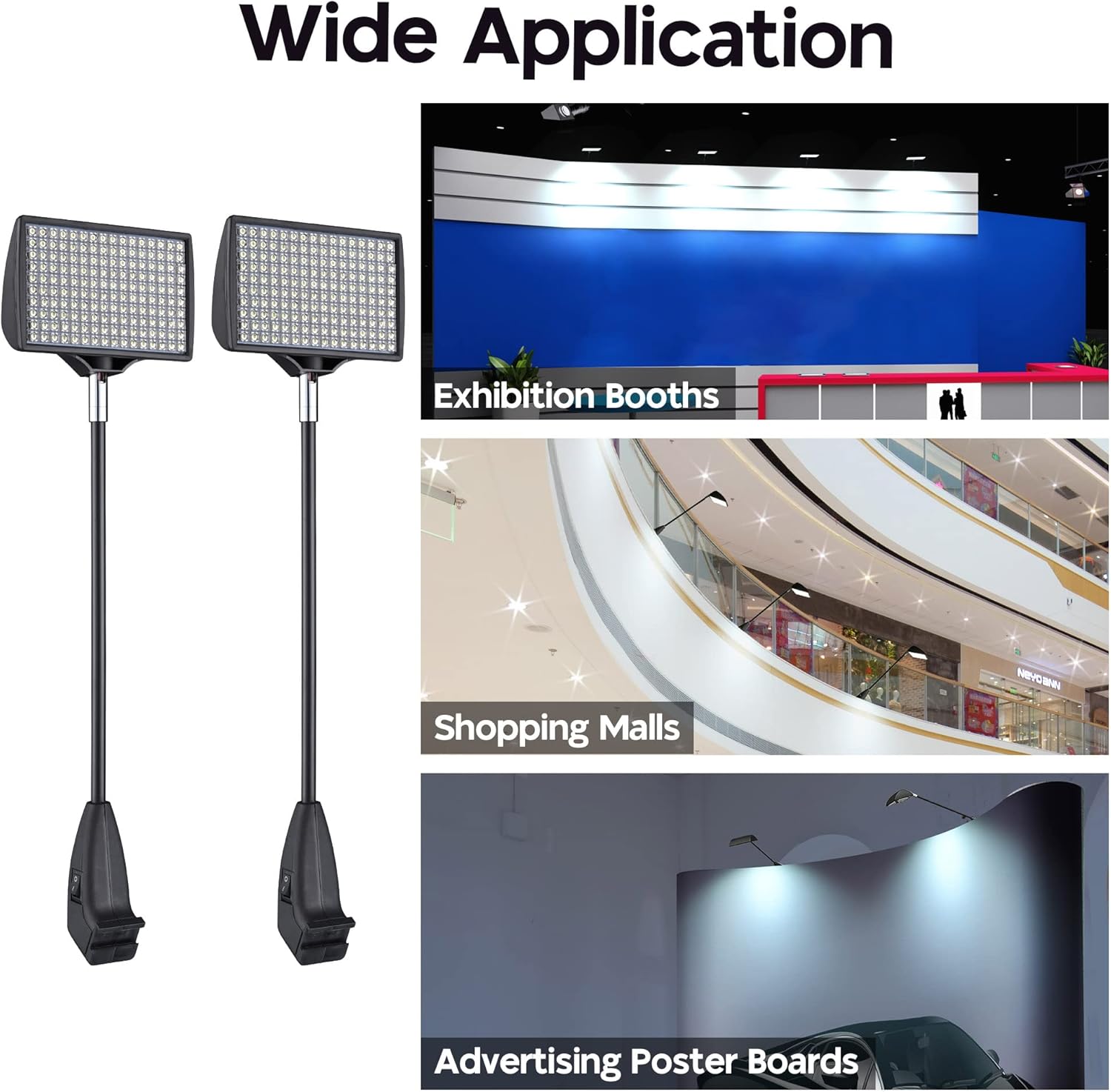 Yescom 12W LED Trade Show Light 6500K Popup Booth Exhibit Back Drop Lighting 2 Pack
