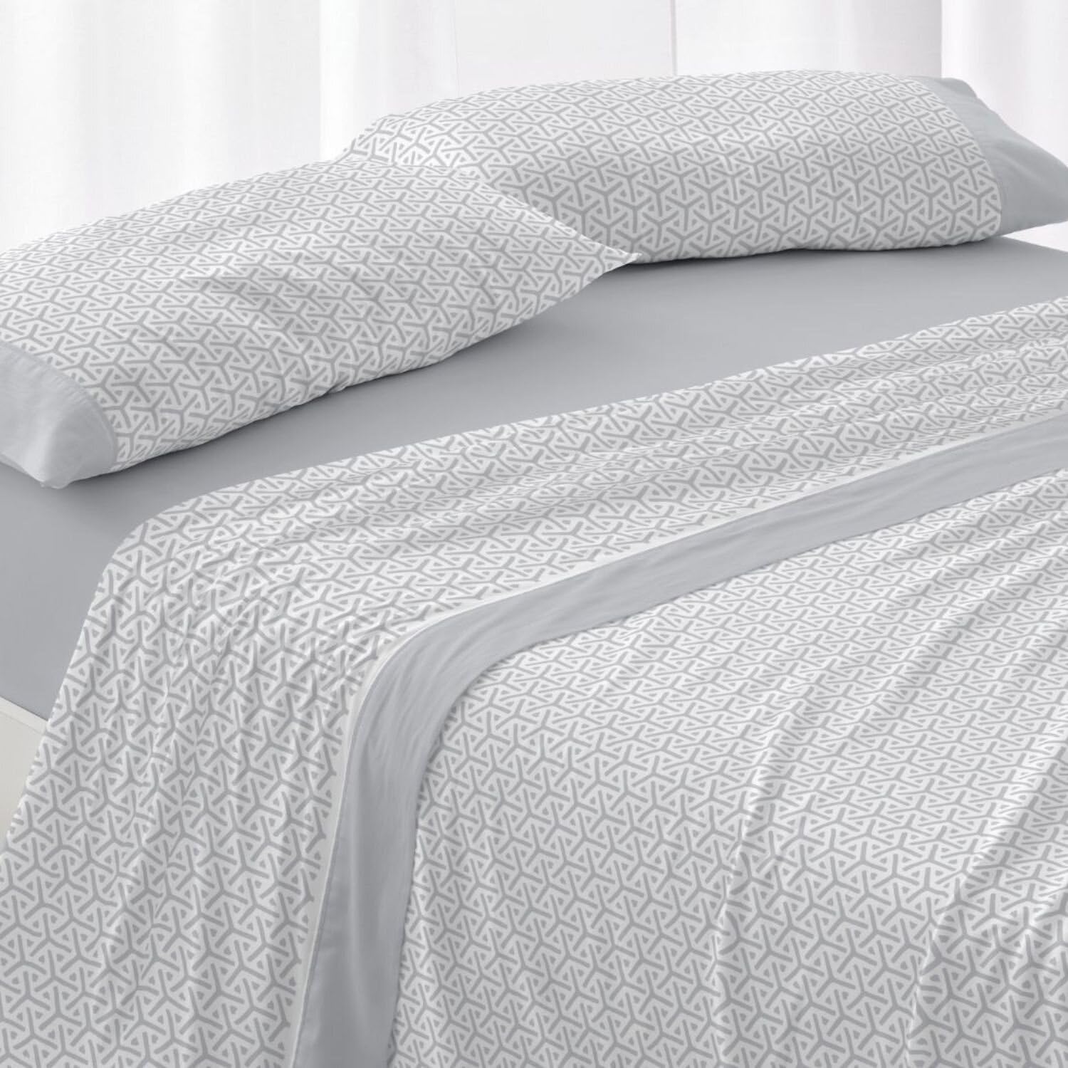 Burrito Blanco | Juego de sábanas Algodón | Cama de 135cm. (+Medidas Disponibles) | Diseño 638 | Color Gris (135x190/200cm.)