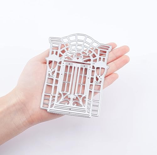 Miniatura 4 de ORIGACH 4 piezas de marco de ventana para puerta, fondo de encaje, troquelados, plantillas en relieve, molde de plantilla para álbumes de recortes,