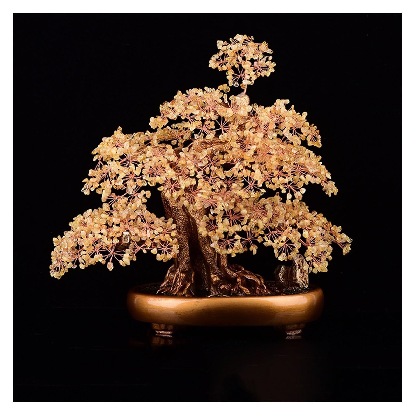 Arbre d'argent en citrine naturelle cadeau idéal d'inauguration et décoration zen