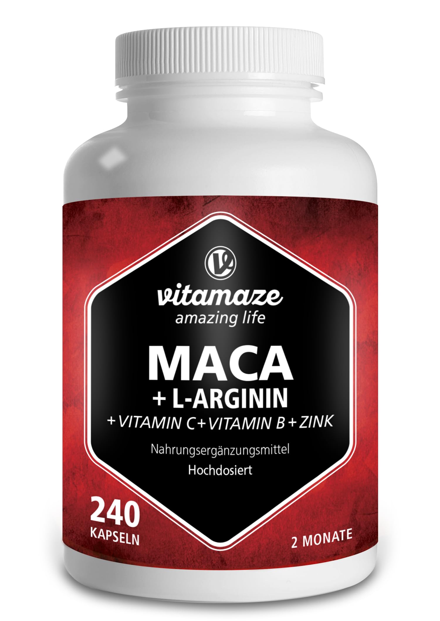 Hochdosierte Maca Kapseln mit L-Arginin, Vitaminen und Zink